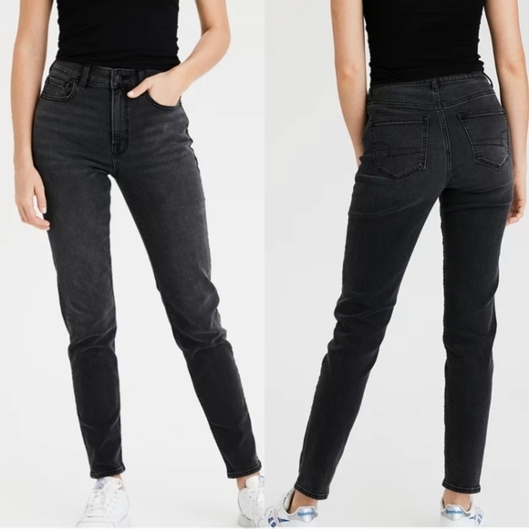 American eagle stretch mom jeans size 000 charcoal grey  wash - Picture 1 of 8
